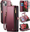 iPhone 14 Wallet Case Folio Wine Red - Image 1