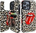 iPhone 14 Pro Max Wallet Case Leopard Tongue Lips Kiss - Image 1