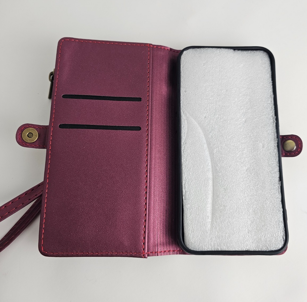 iPhone 14 Wallet Case Folio Wine Red - Image 6