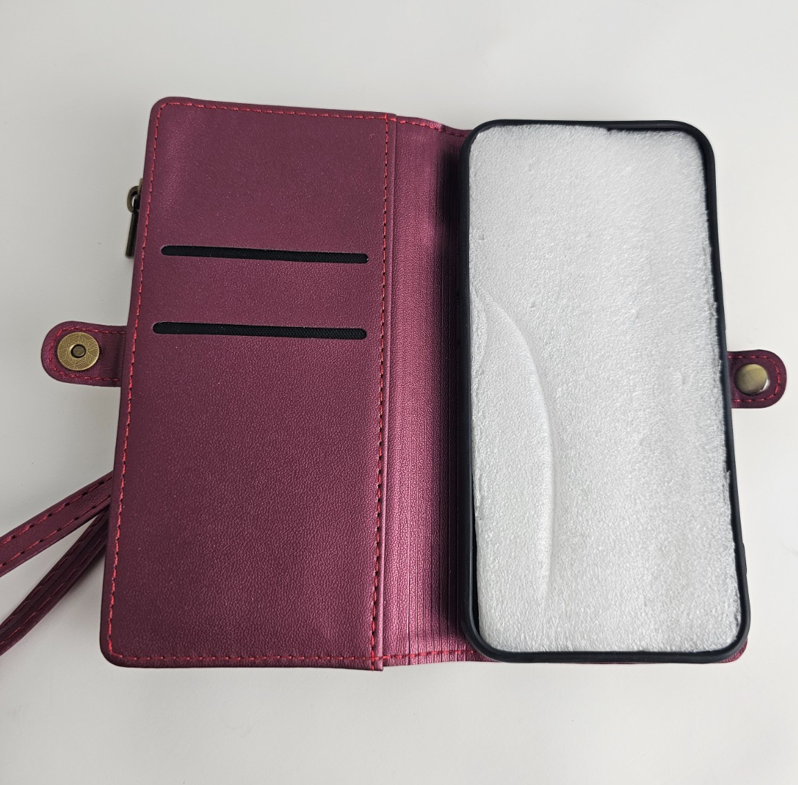 iPhone 14 Wallet Case Folio Wine Red - Image 6