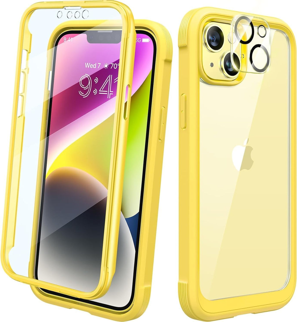 iPhone 14 Full Coverage Case Lemon Yellow Screen Protector - Image 1
