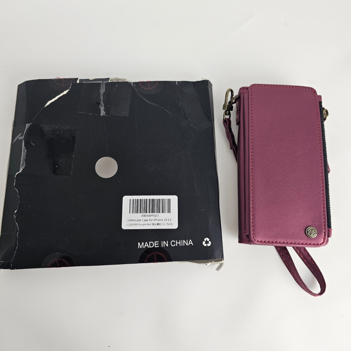 iPhone 14 Wallet Case Folio Wine Red - Image 7