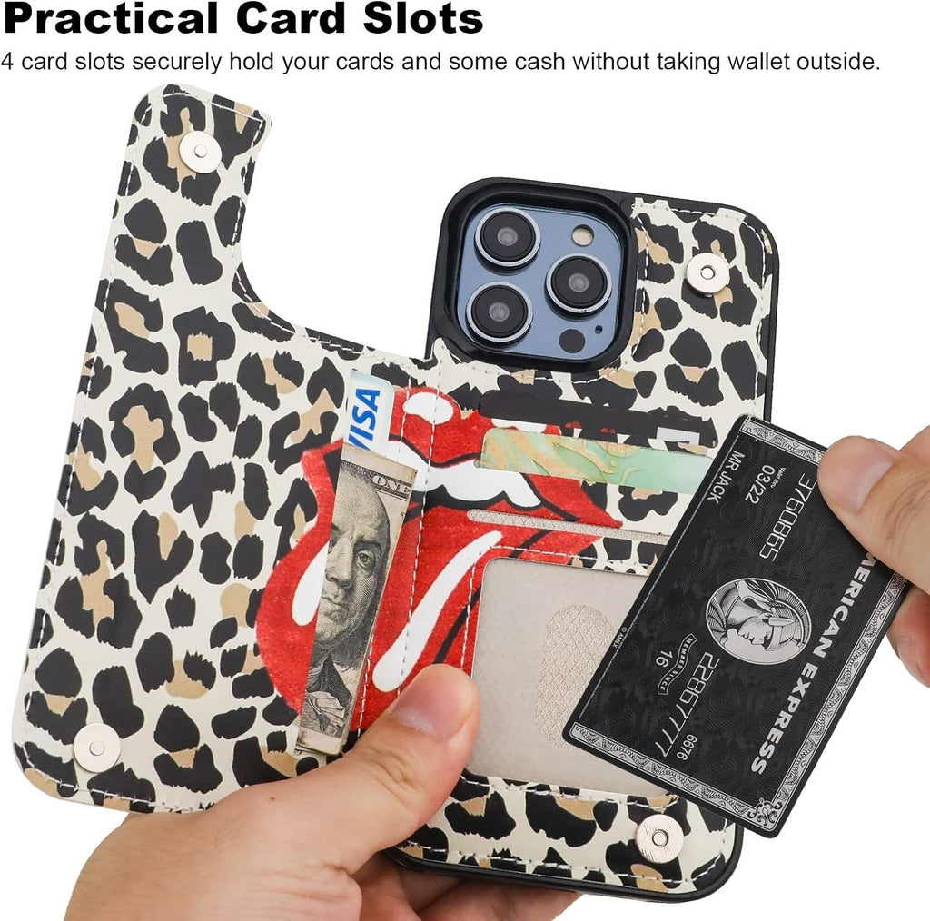 iPhone 14 Pro Max Wallet Case Leopard Tongue Lips Kiss - Image 5