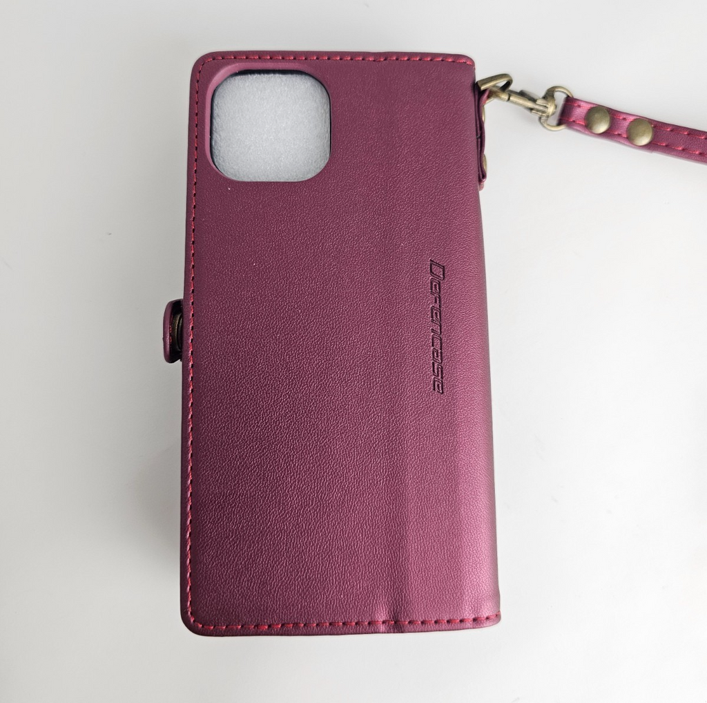 iPhone 14 Wallet Case Folio Wine Red - Image 9