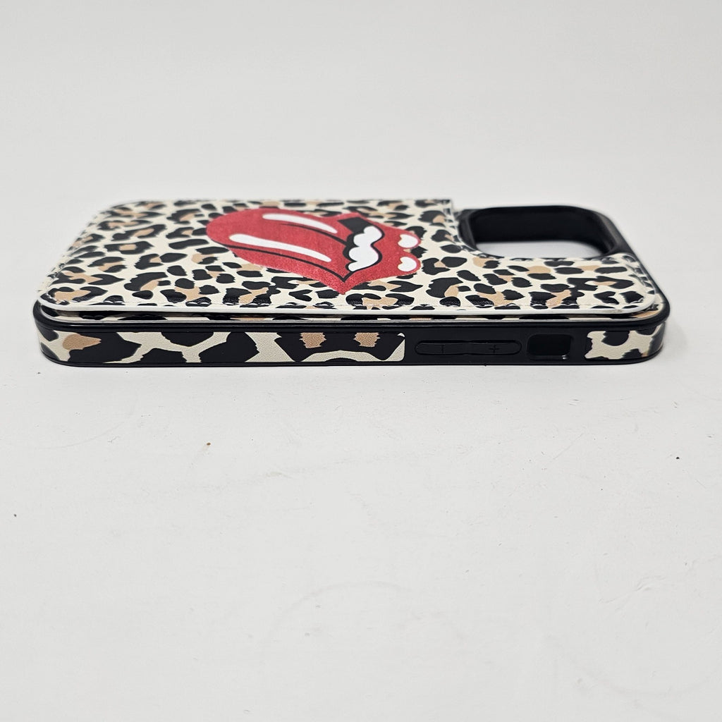 iPhone 14 Pro Max Wallet Case Leopard Tongue Lips Kiss - Image 10