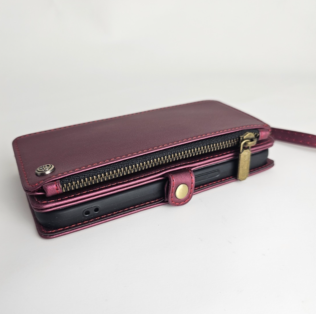 iPhone 14 Wallet Case Folio Wine Red - Image 10
