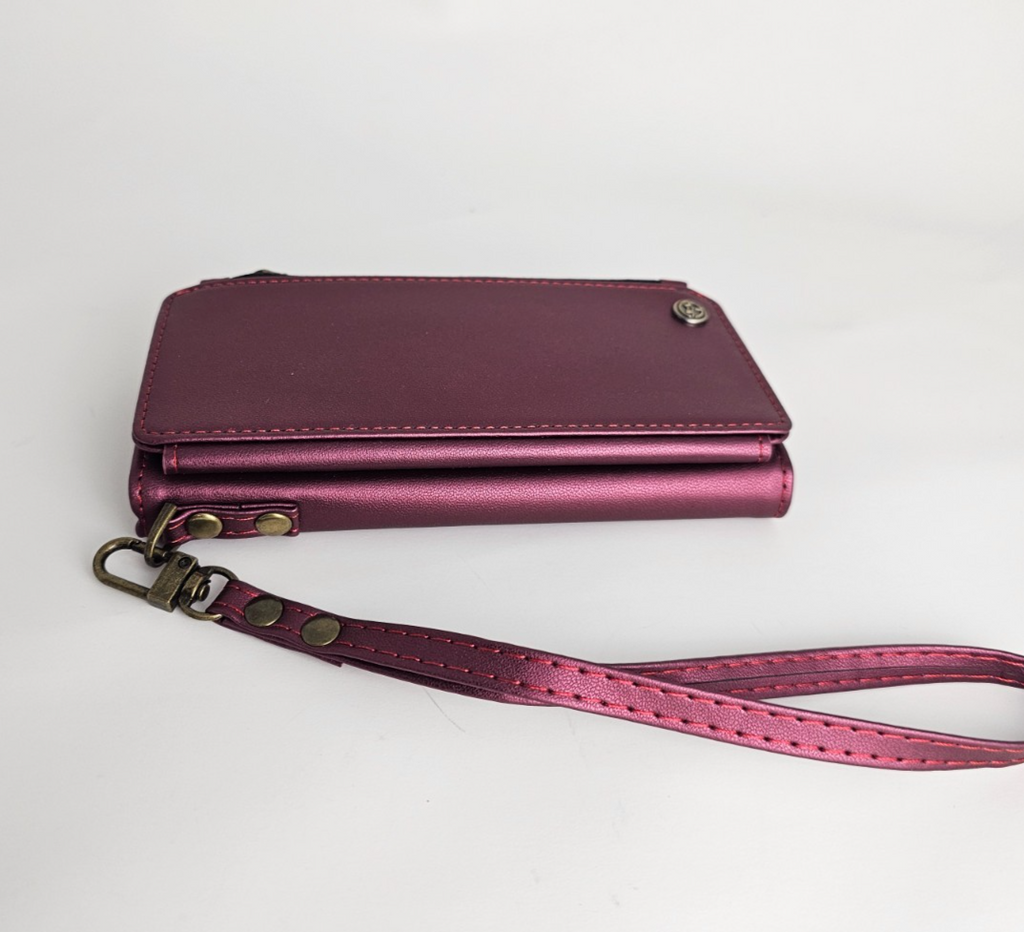 iPhone 14 Wallet Case Folio Wine Red - Image 11
