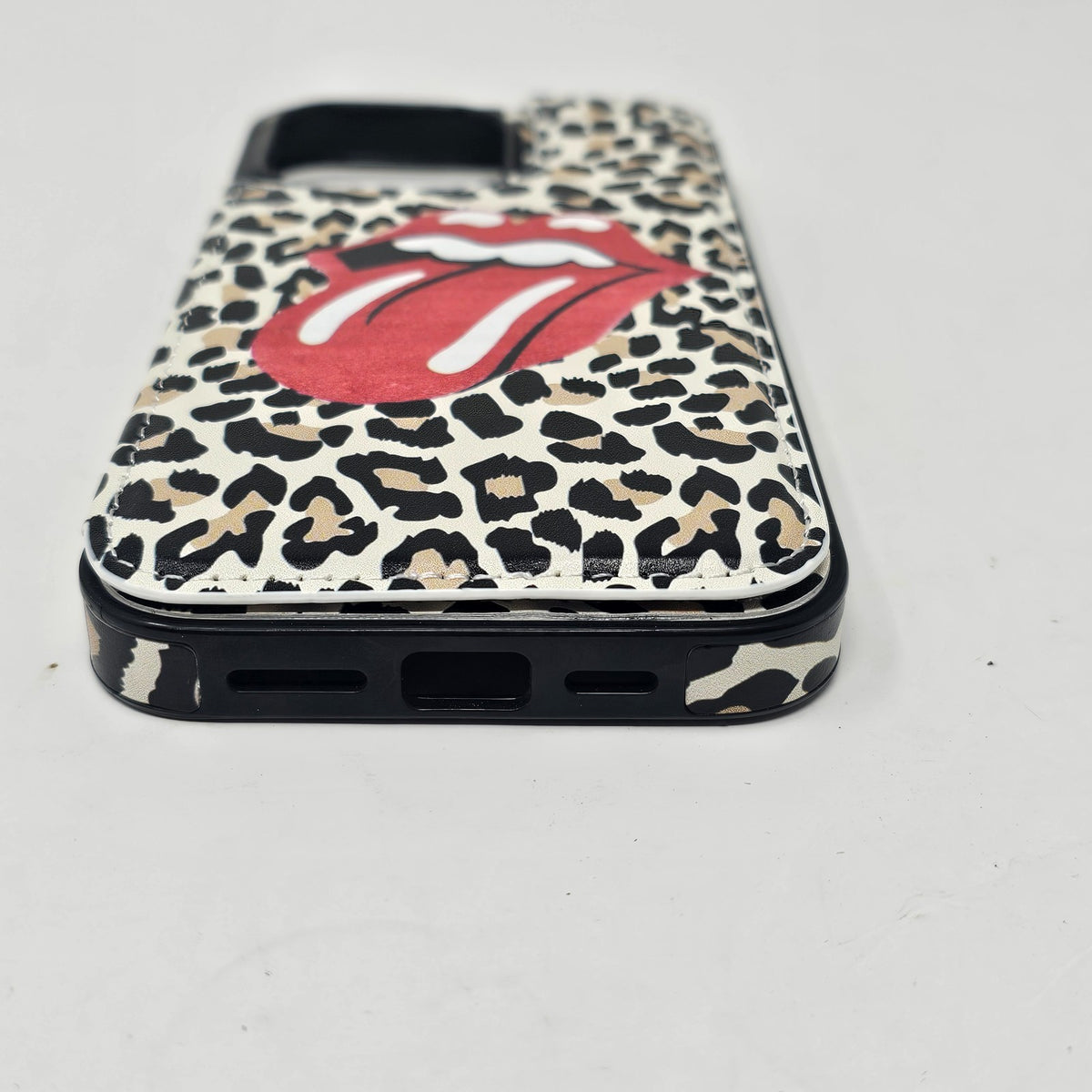 iPhone 14 Pro Max Wallet Case Leopard Tongue Lips Kiss - Image 9