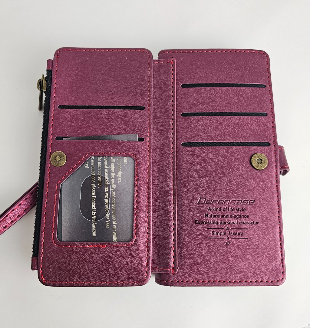 iPhone 14 Wallet Case Folio Wine Red - Image 12
