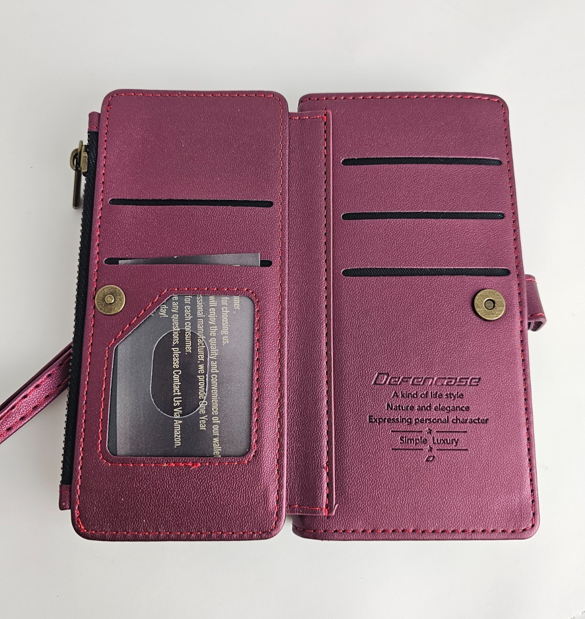 iPhone 14 Wallet Case Folio Wine Red - Image 12
