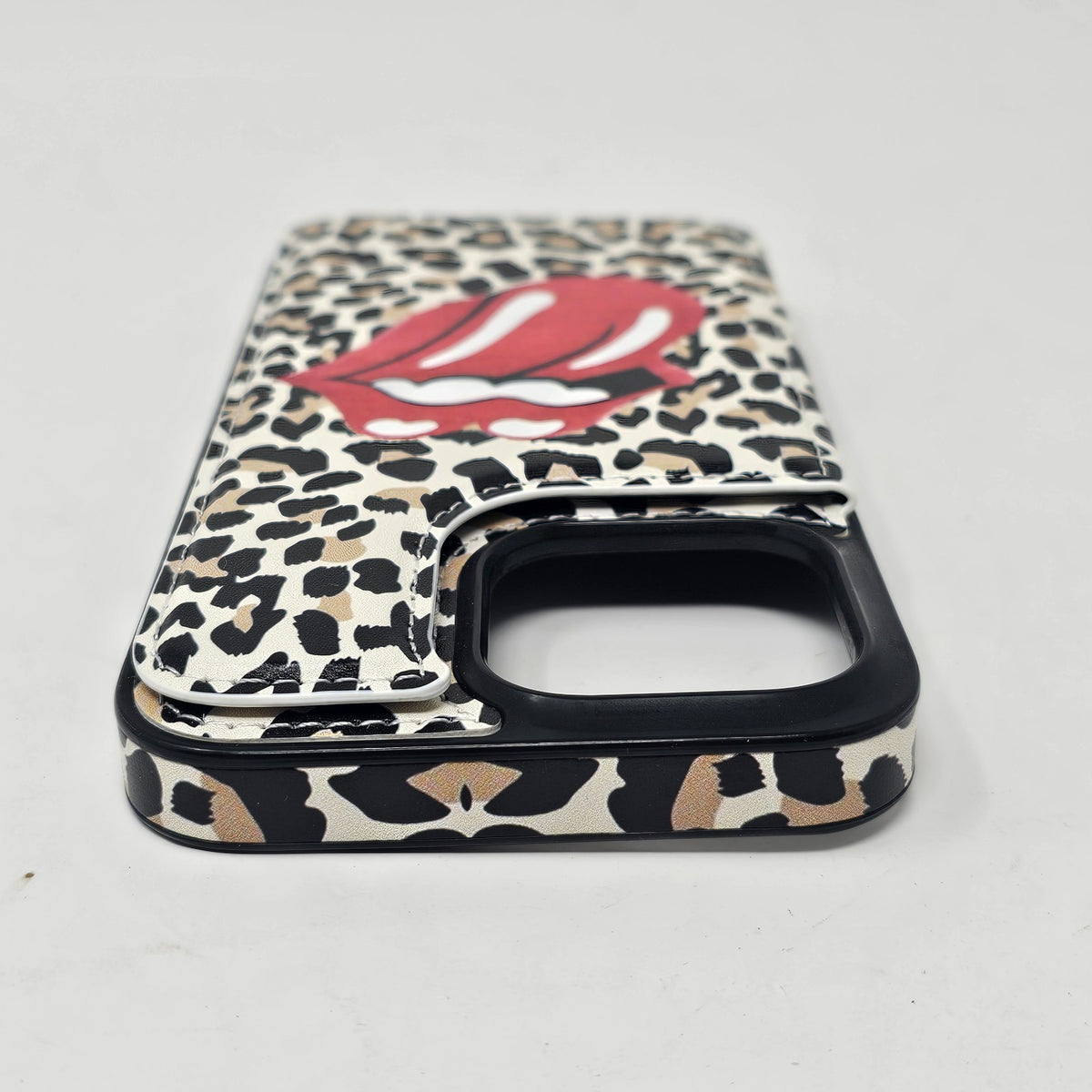 iPhone 14 Pro Max Wallet Case Leopard Tongue Lips Kiss - Image 11