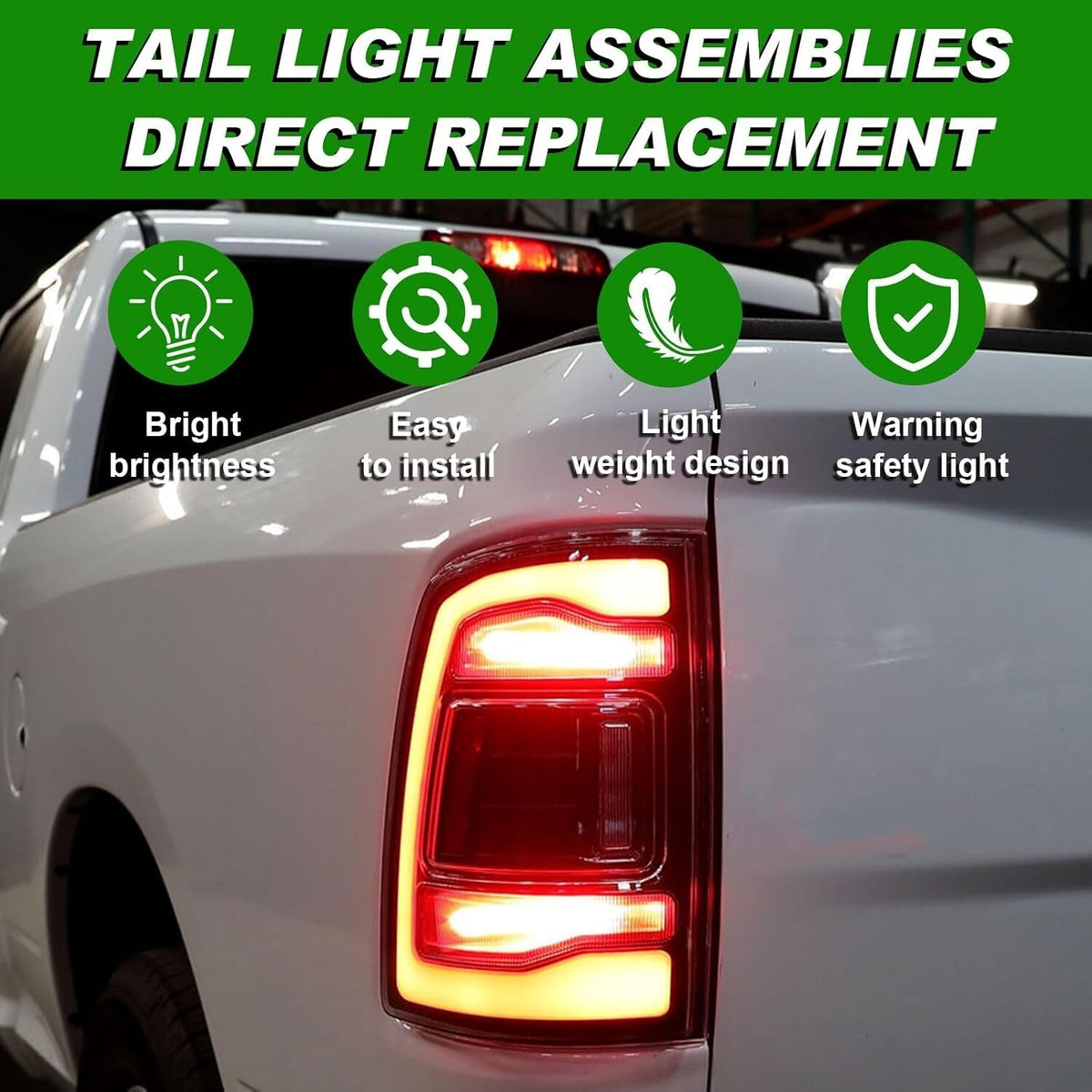 Dodge RAM 1500 2019-2022 LED Left Driver Side Black Smoke Tail Light 55112993AB
