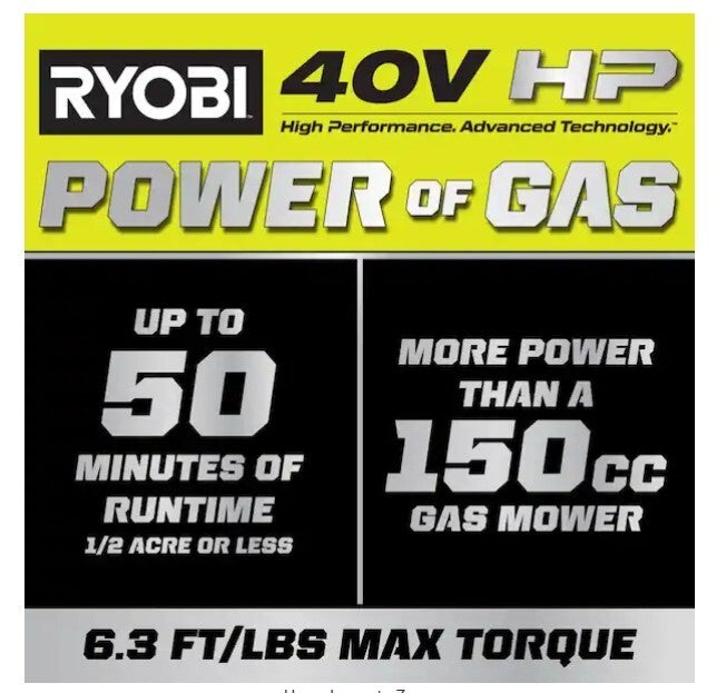 RYOBI 40V HP Brushless 20 in. Cordless Battery  Lawn Mower Tool Only RY40HPLM06B