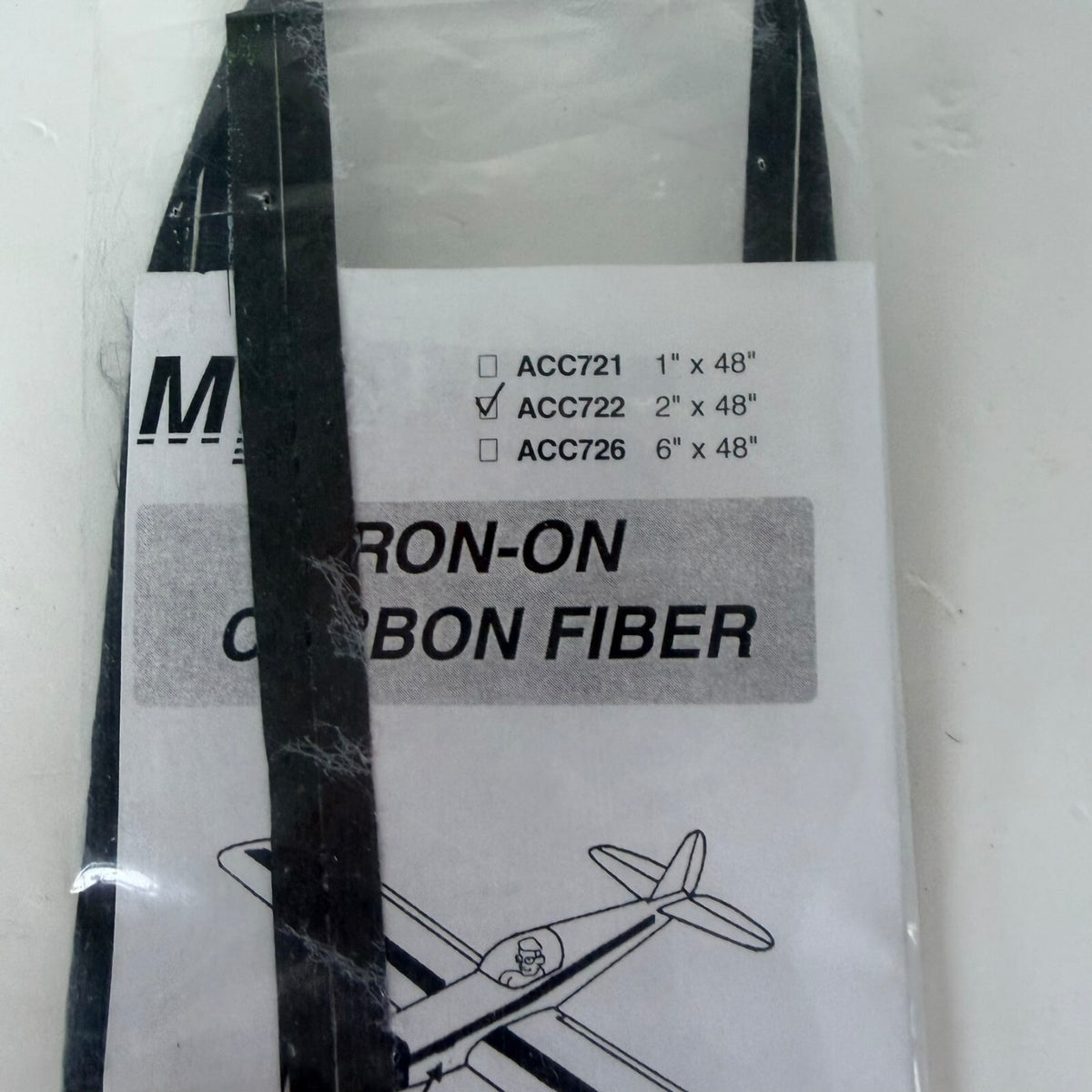 Vtg MPI Maxx Iron-On Carbon Fiber Strip 2"x48" ACCC722 RC Model Plane New Old St