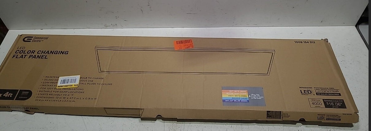 Commercial Electric 1x4ft LED Flat Panel 5CCT Flush Mount Light FP1X4/6WY/WH/HDT
