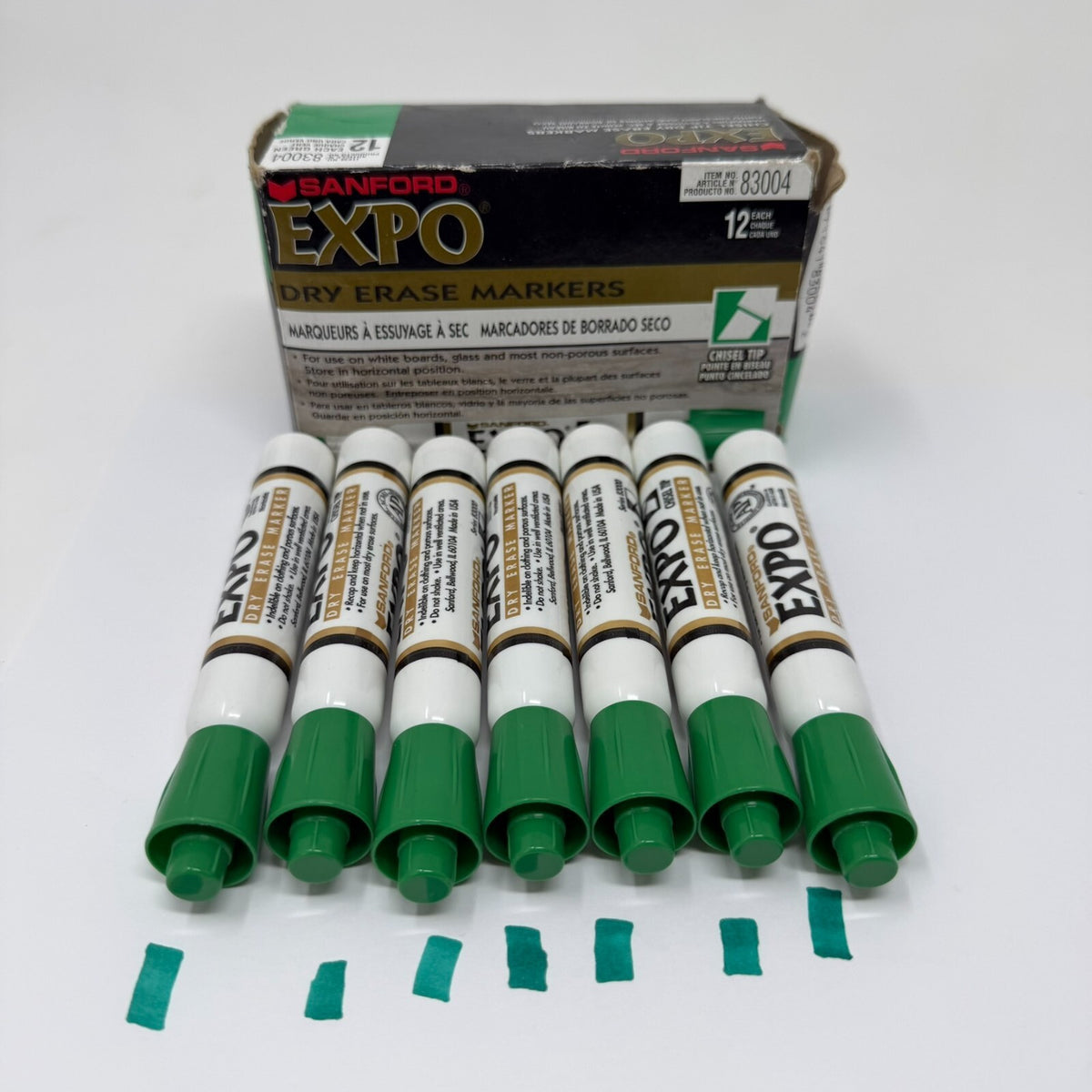 Vtg Expo Dry Erase Sanford Markers Chisel Tip 7Ct #83004 Green 90s 1995 Good Ink