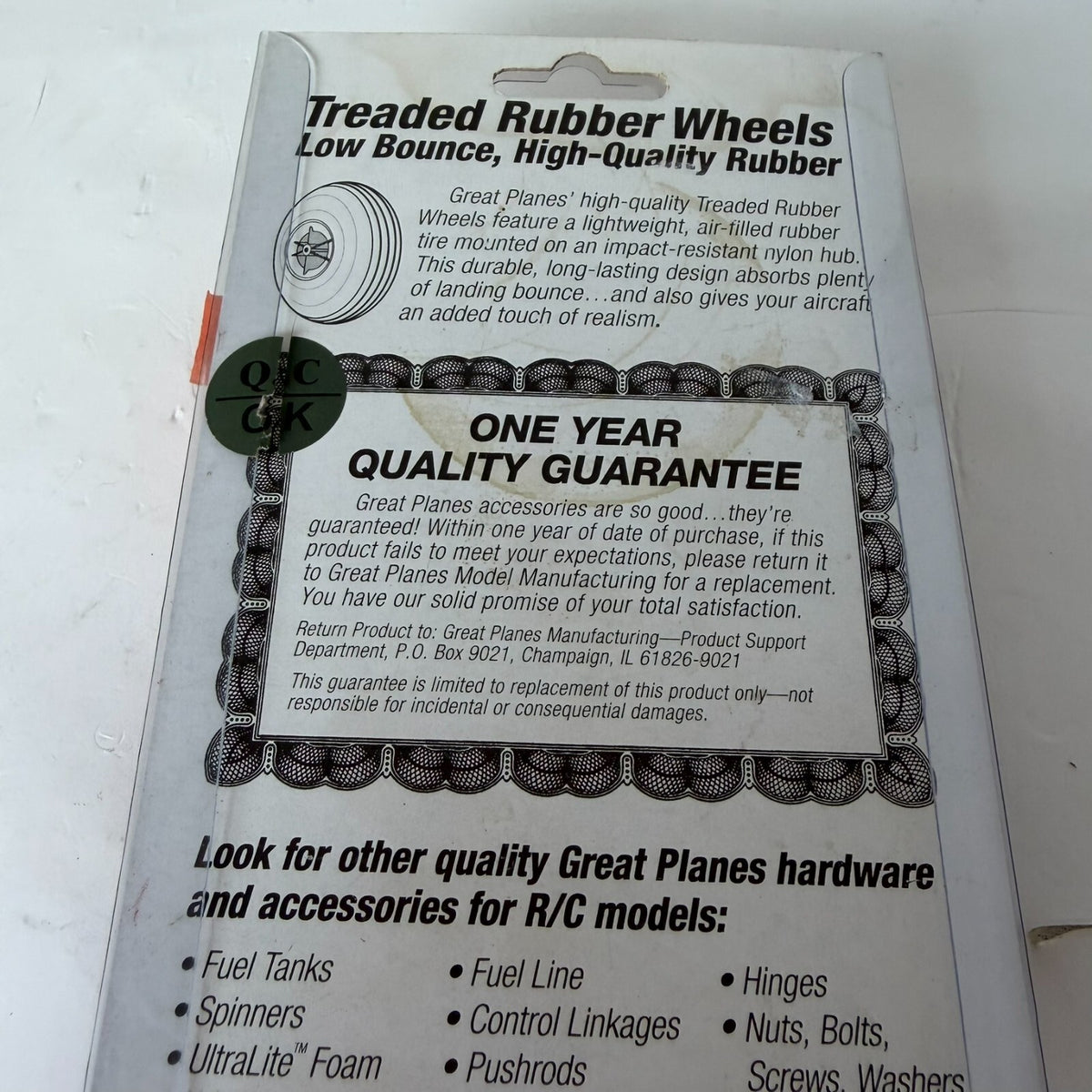 Great Planes 2 1/2” Rubber Wheels For RC  Model Airplanes NOS ME0016-1