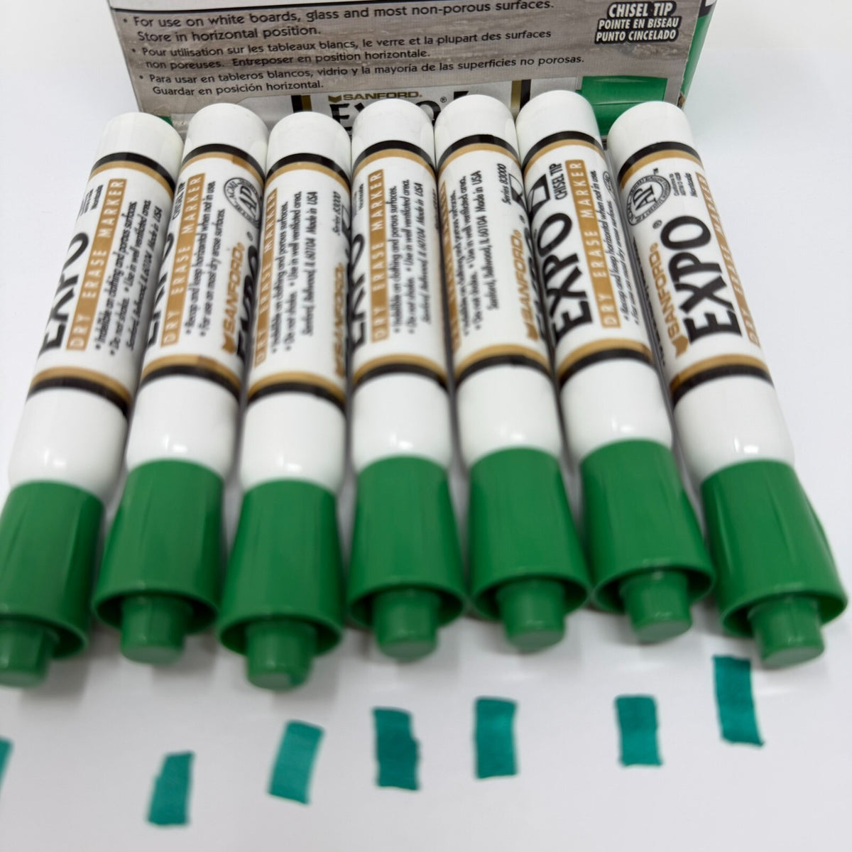 Vtg Expo Dry Erase Sanford Markers Chisel Tip 7Ct #83004 Green 90s 1995 Good Ink