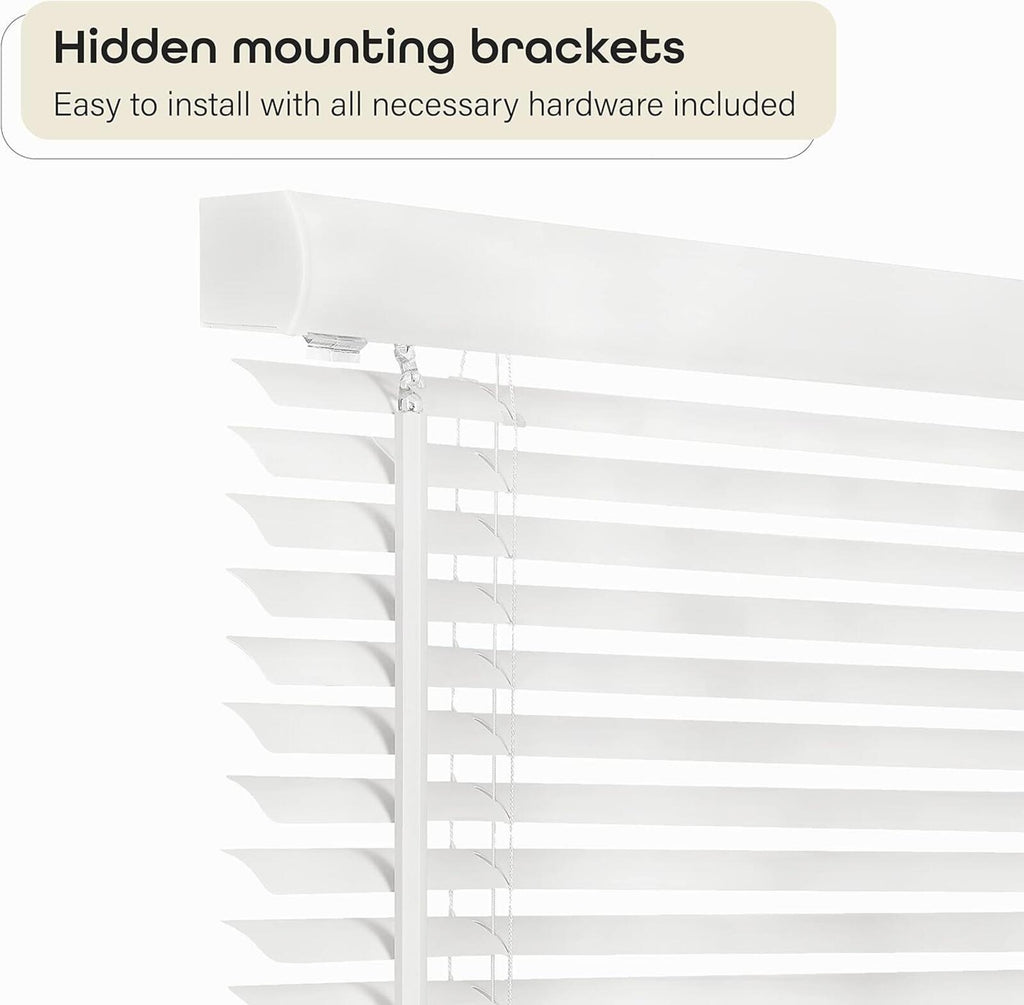 Cordless Mini Blind 43 W x 64 H - 1 Inch Slat - Pearl White G2 Morningstar Vinyl