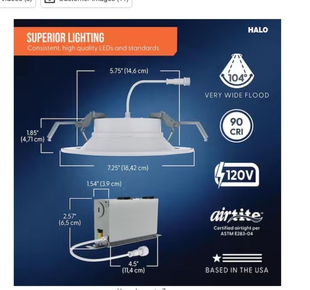 HALO RL 6" Selectable CCT Canless Recessed LED Downlight 600 Lumens White Indoor