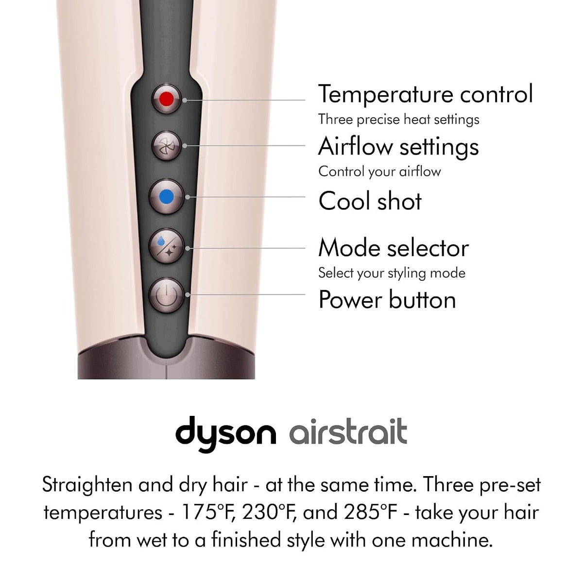 Dyson Airstrait Wet to Dry Hair Straightener Set w OMEGA Hair Oil - Ceramic Pink