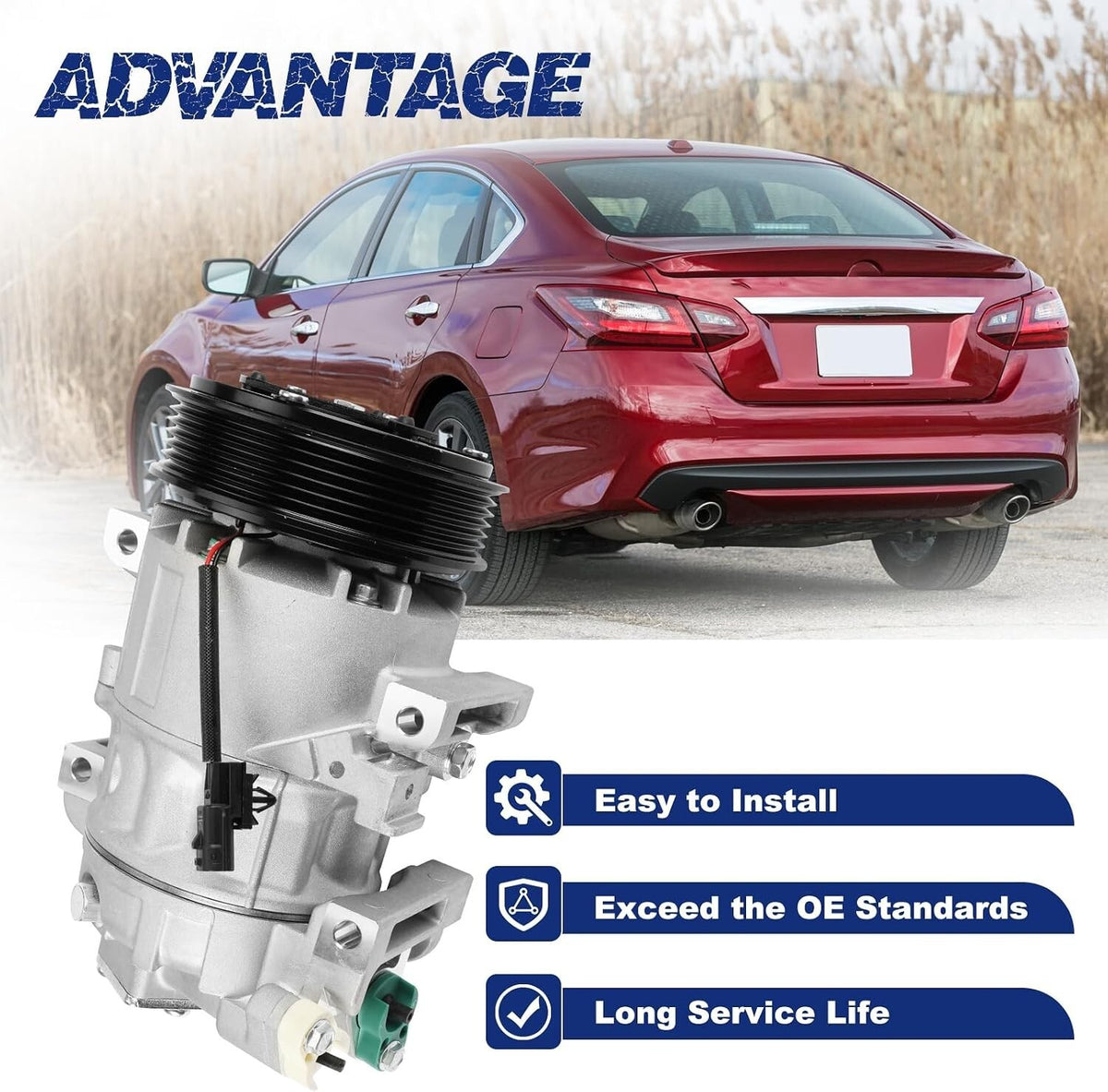 AC A/C Air Compressor w/ Clutch For 2013-2018 Nissan Altima 2.5L I4 Base S SR