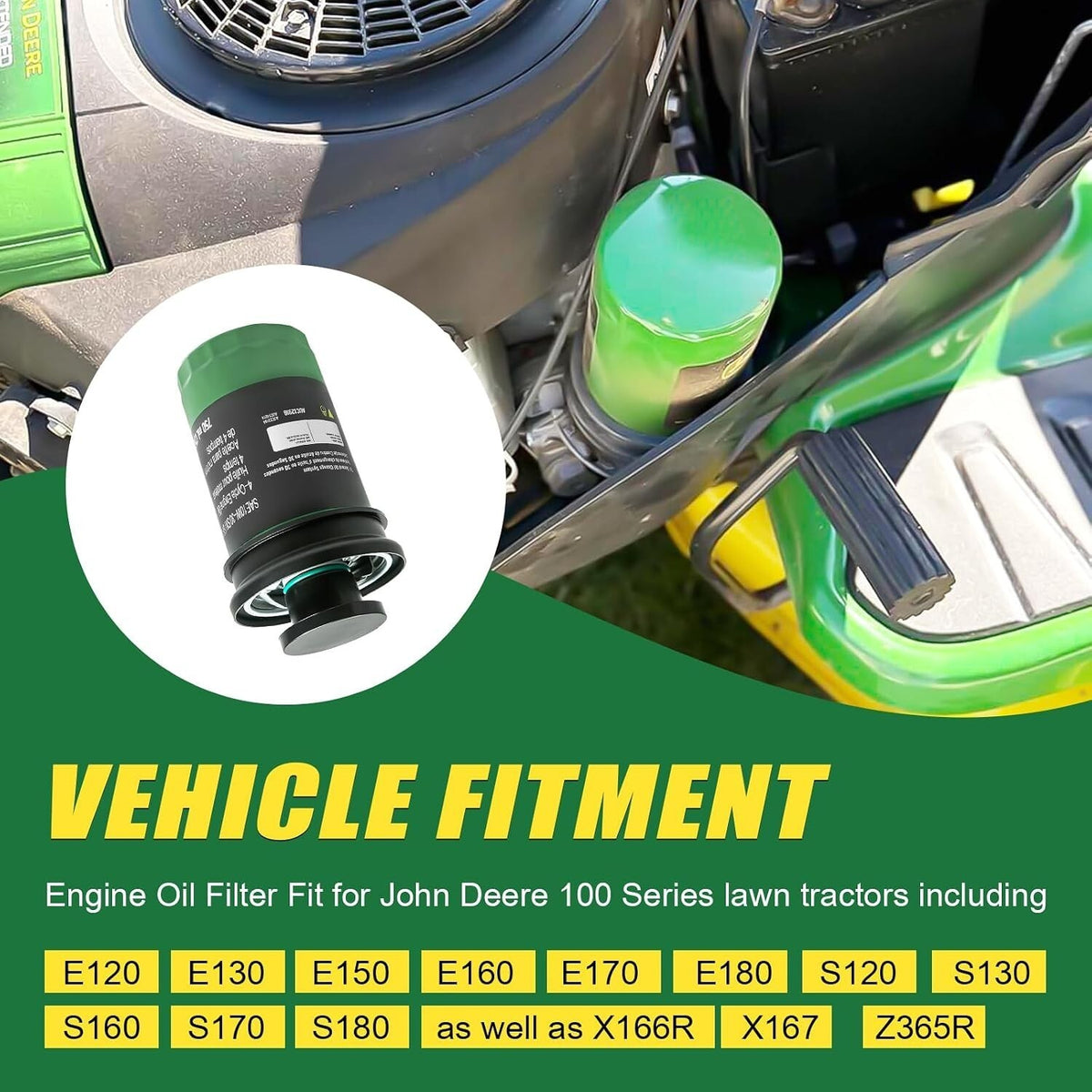 John Deere AUC12916 Lawn Tractor Oil Filter  for 100 Series E/S120-180 X166/7R
