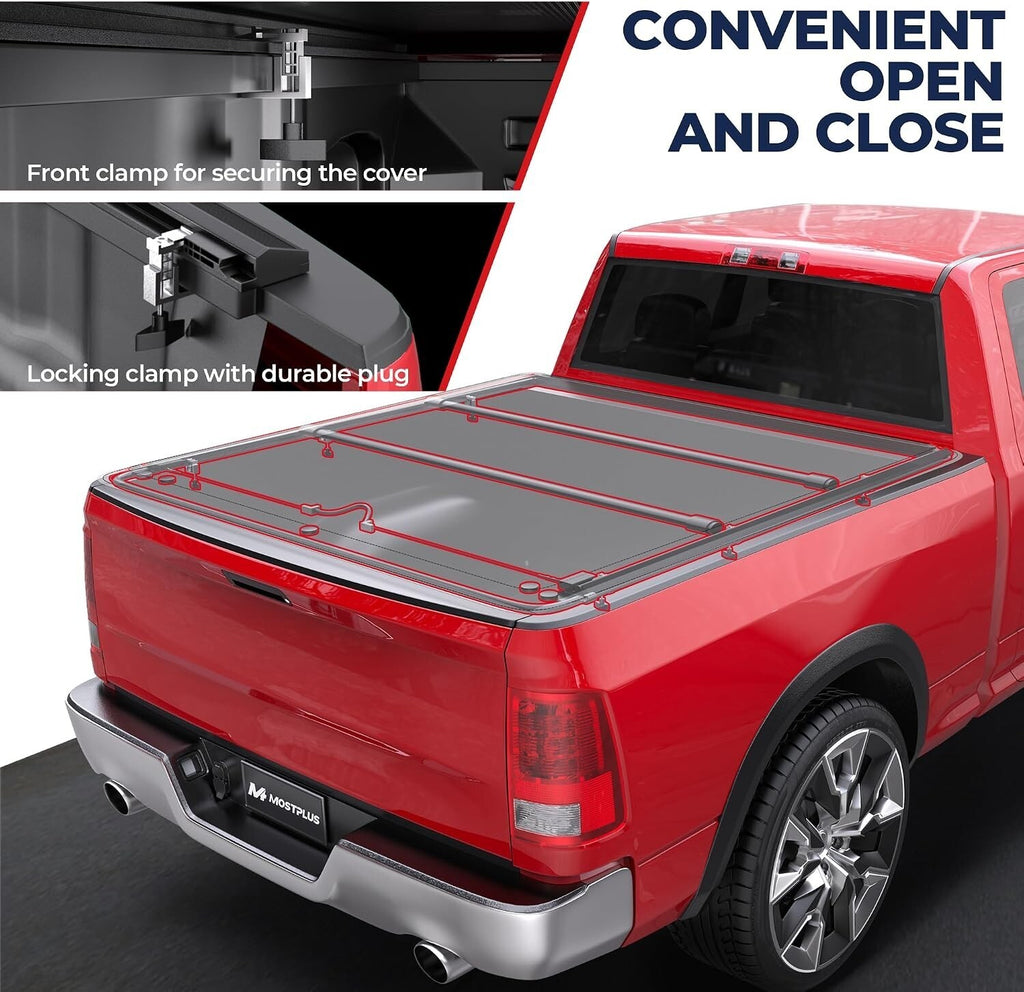 6.4FT/6.5FT Roll Up Soft Truck Bed Tonneau Cover Standard Bed Ram 1500 2500