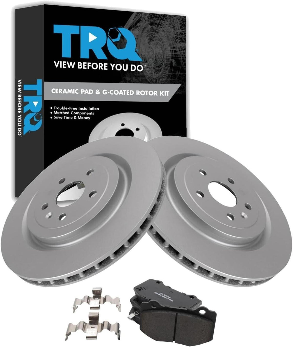 2017-2020 Chevy Camaro TRQ Rear Brake Pad & Rotor Set Ceramic Coated 365mm