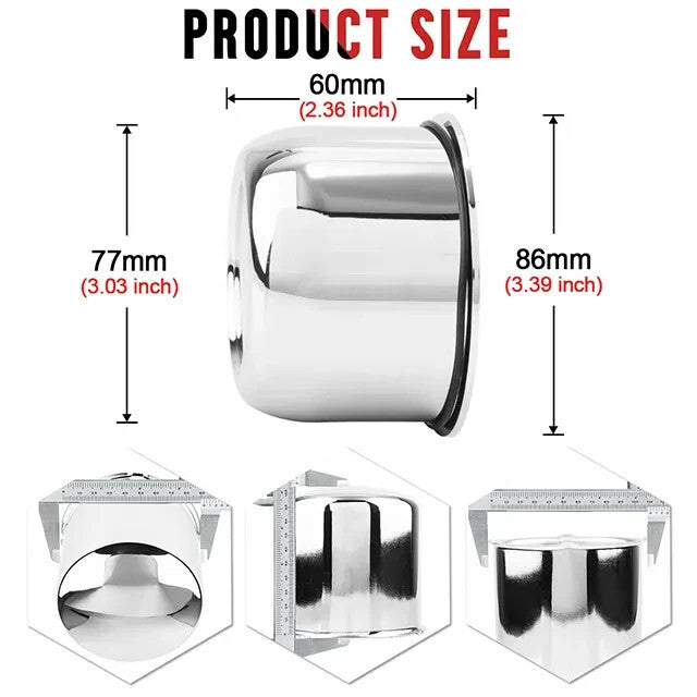 Rhino Tuning Wheel Center Caps, Push-Through Chrome 77mm (3.03") Truck, Trailer
