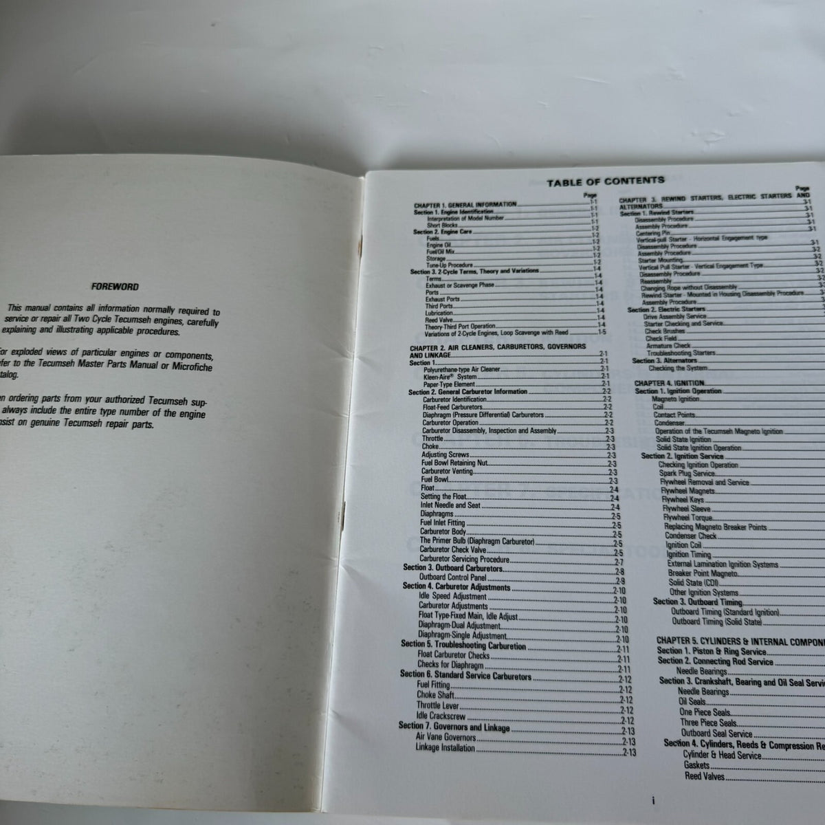 Tecumseh Engines Mechanic's Handbook Two Cycle Vintage Manual Nice Shape