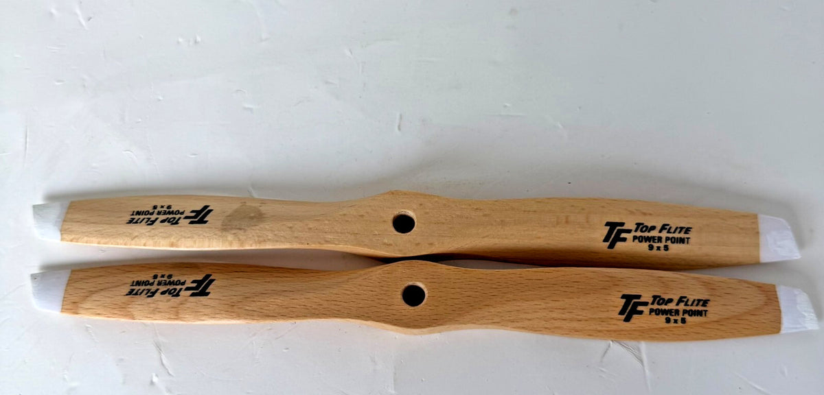 Top Flite 9x5 Power Point Wood Propeller RC Model Airplane Set of 2 New