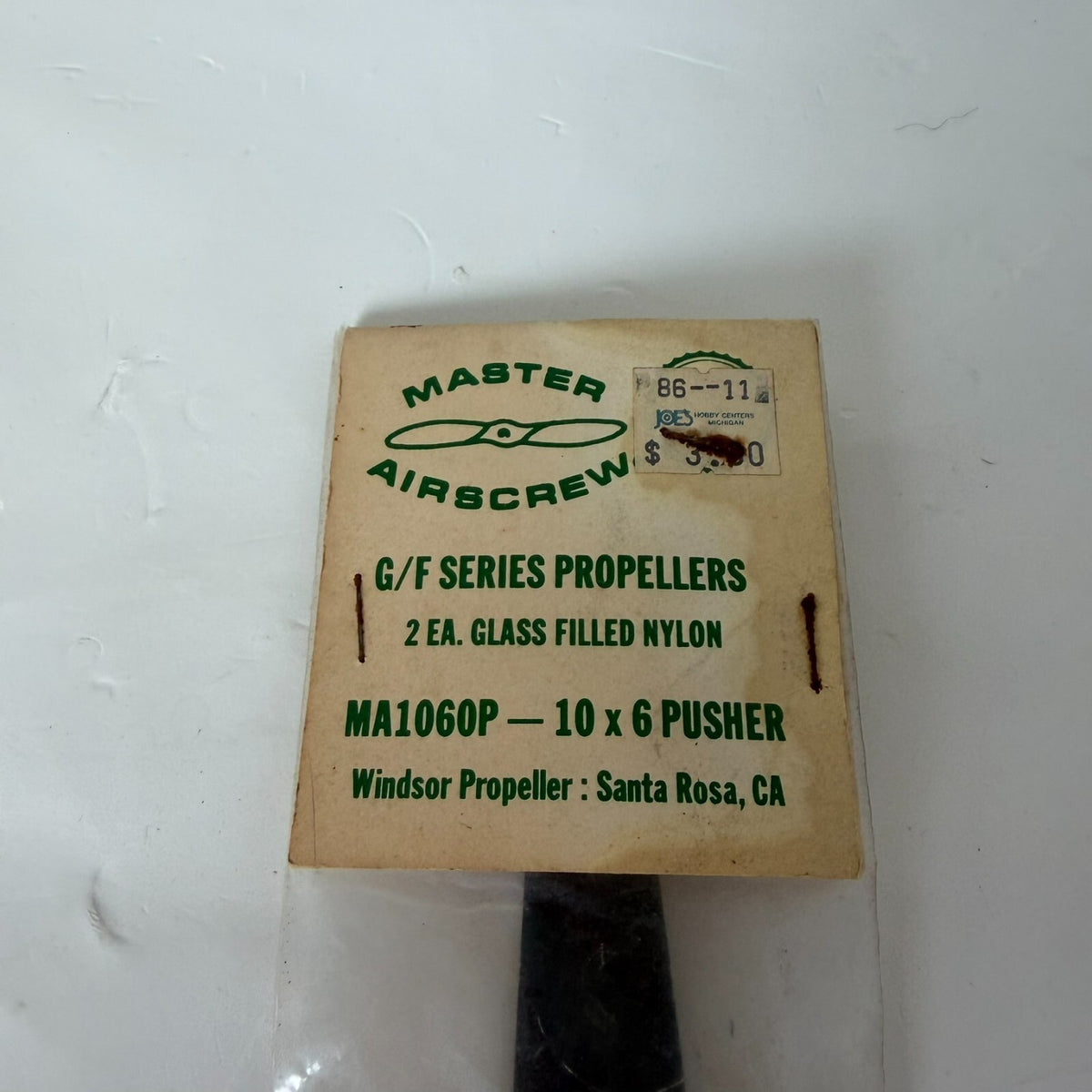 Master Airscrew G/F 3 Series 10 x 6" MA1060P Pusher Propeller NOS Glass Nylon