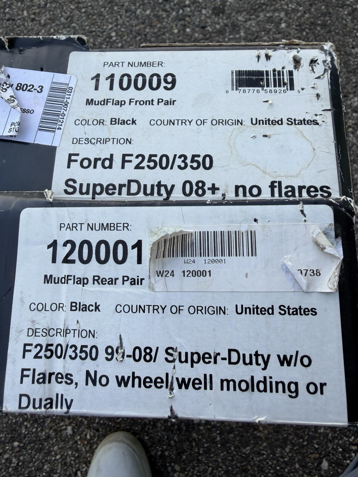 WeatherTech No Drill Splash Guard MudFlaps Ford F250 350 Front&Back 12001 11009