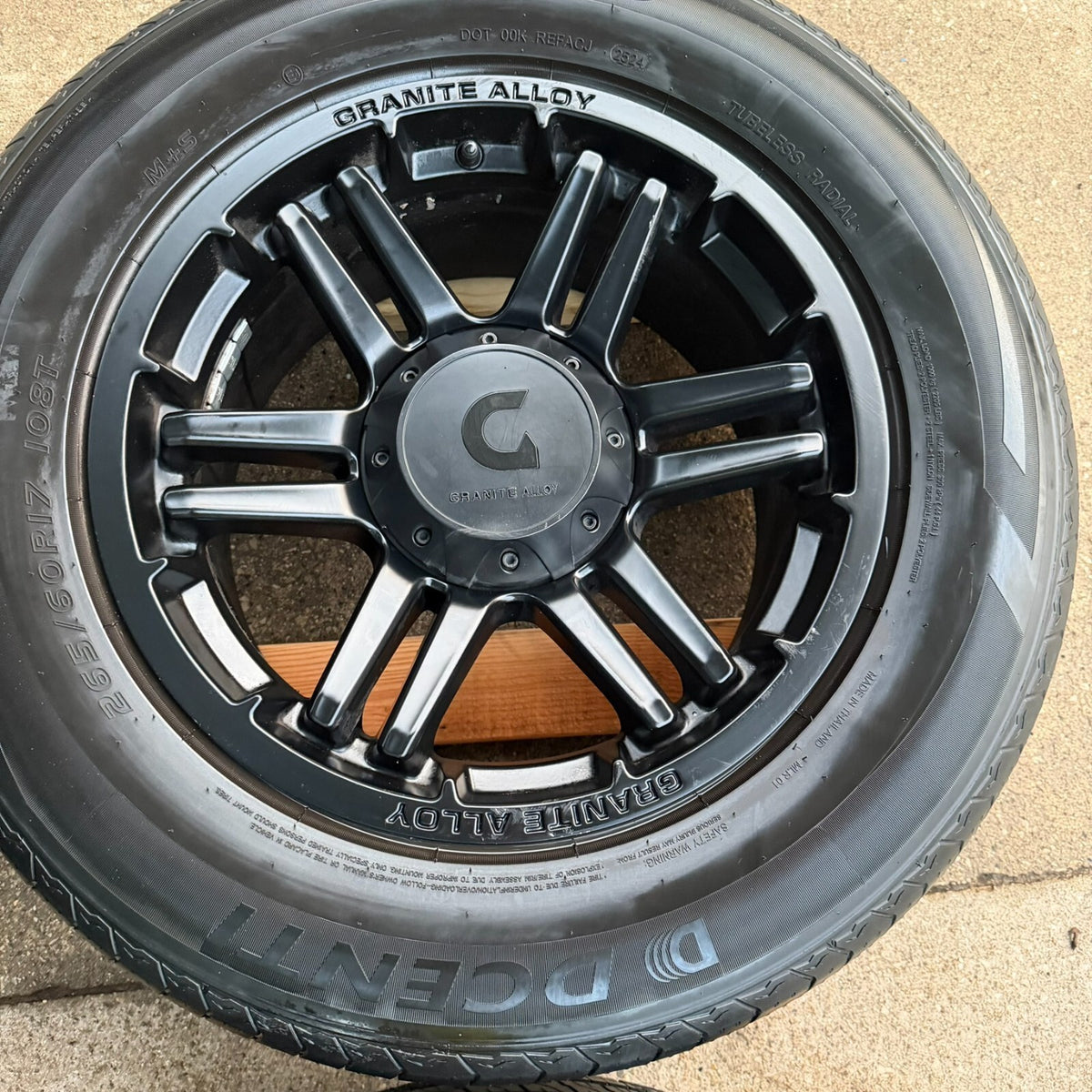 Set of 4 17x8.5 GRANITE ALLOY Matte Black Rims & Tires- Wheels- 5x5 5x4.5