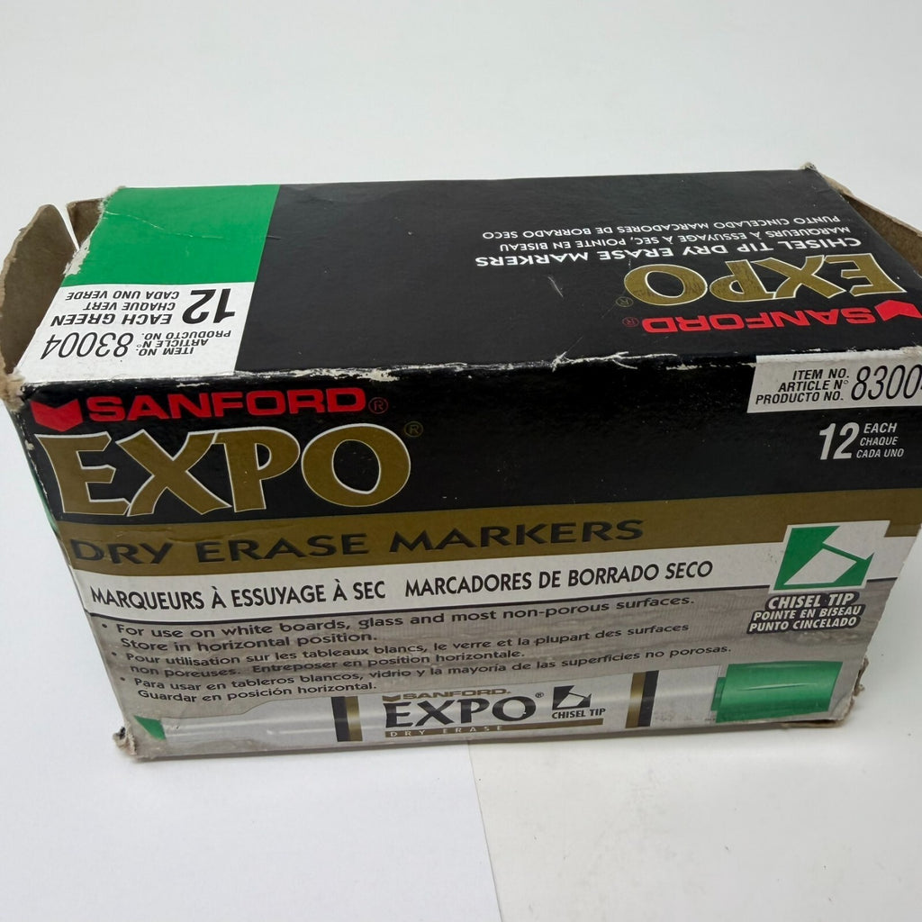 Vtg Expo Dry Erase Sanford Markers Chisel Tip 7Ct #83004 Green 90s 1995 Good Ink