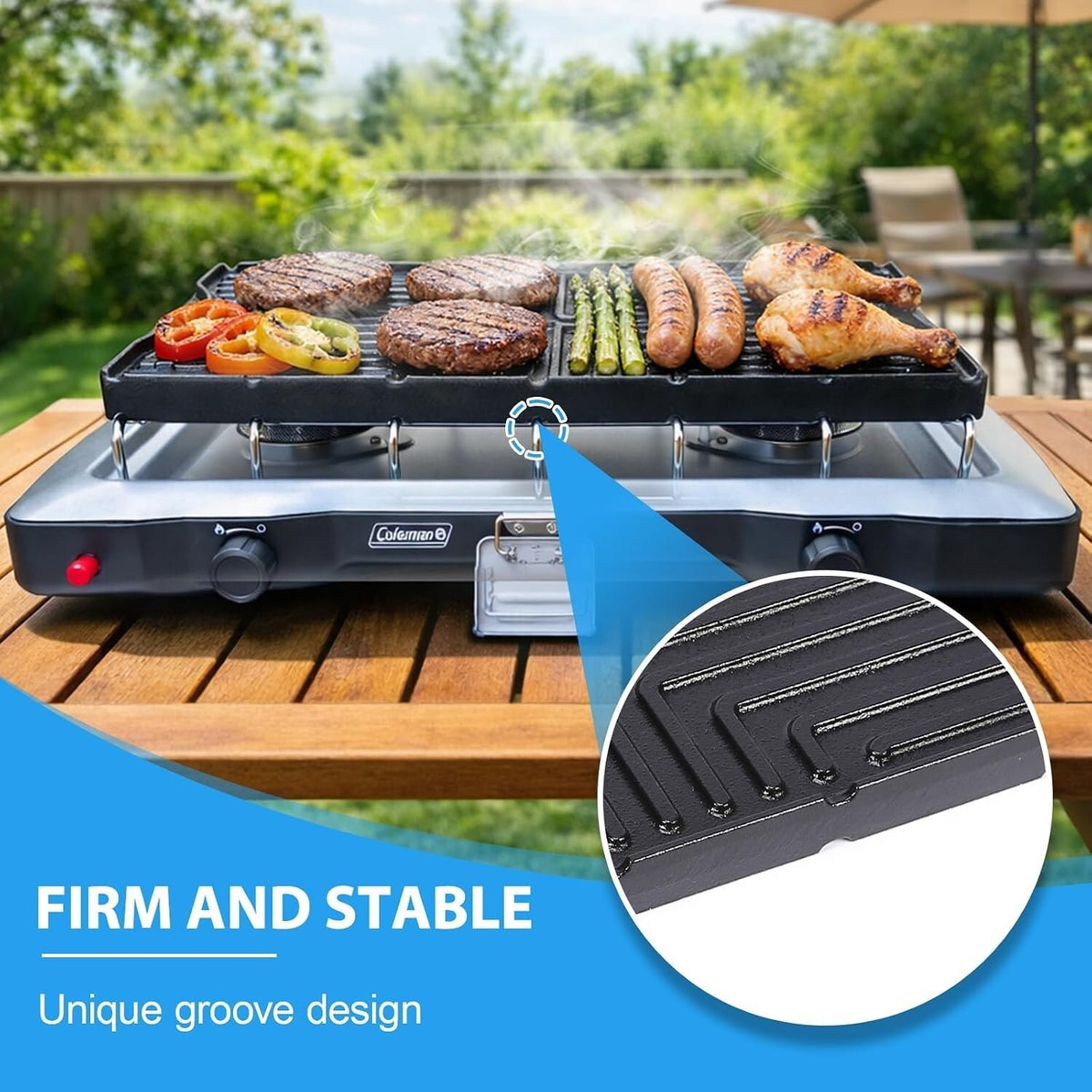 Ceramic Nonstick Reversible Griddle Coleman Cascade & Triton Camp Stove 17."x8.5