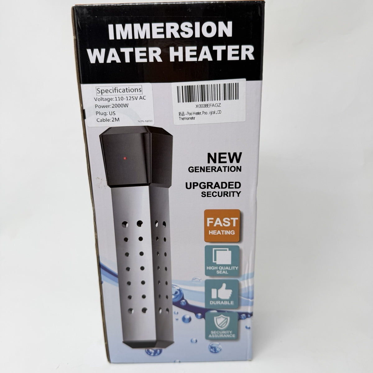 Immersion Water Heater , 2000W Portable Electric for Buckets, Tubs, Kids Pools
