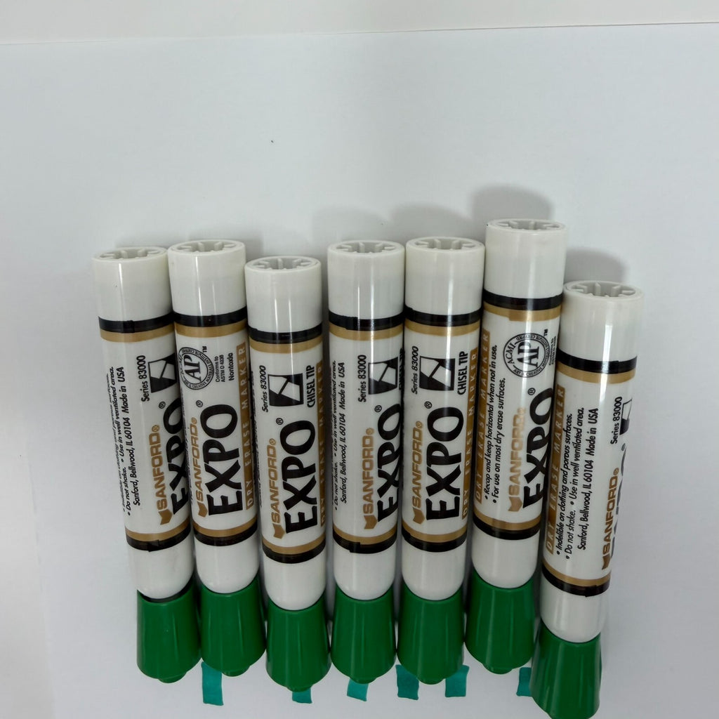 Vtg Expo Dry Erase Sanford Markers Chisel Tip 7Ct #83004 Green 90s 1995 Good Ink