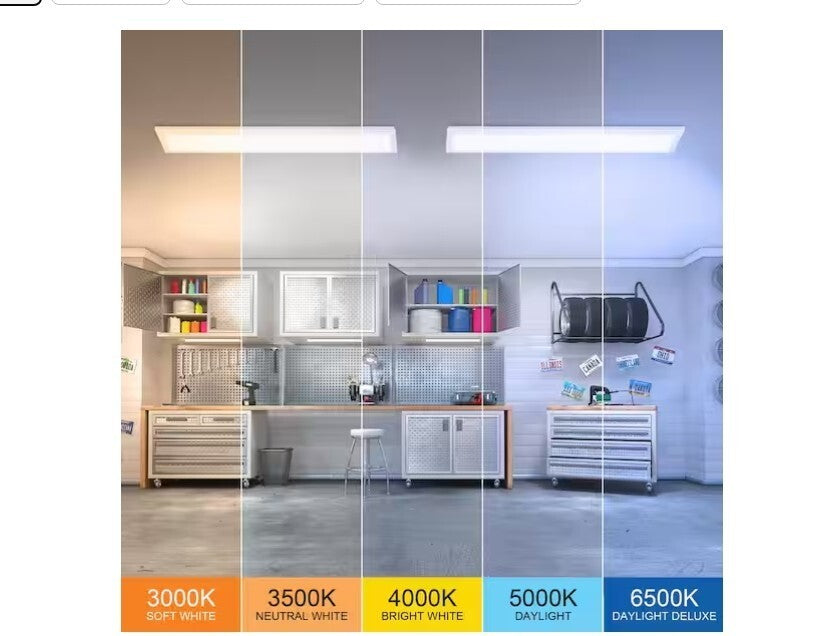 Commercial Electric 1x4ft LED Flat Panel 5CCT Flush Mount Light FP1X4/6WY/WH/HDT