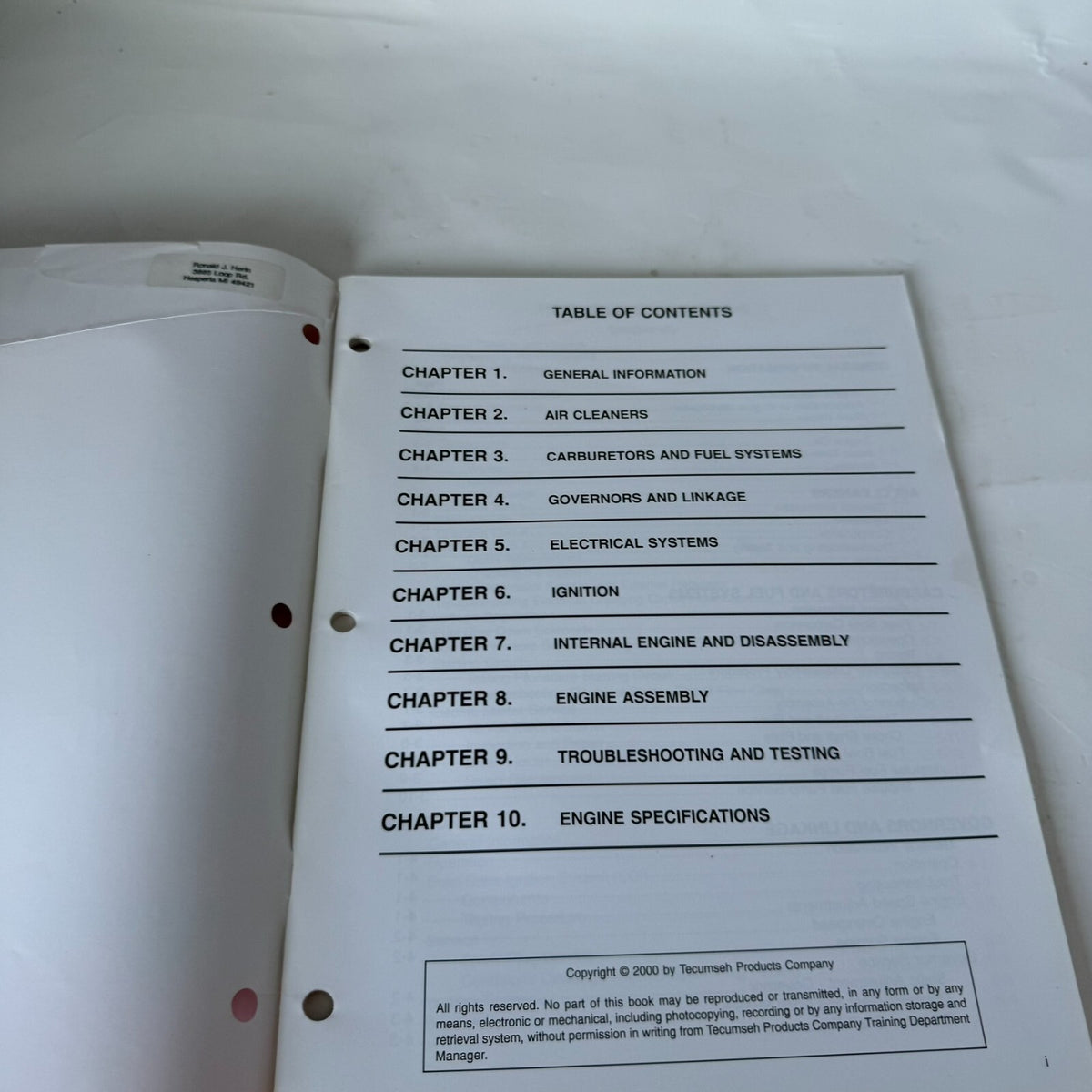Tecumseh V-Twin Engine Technicians Handbook
