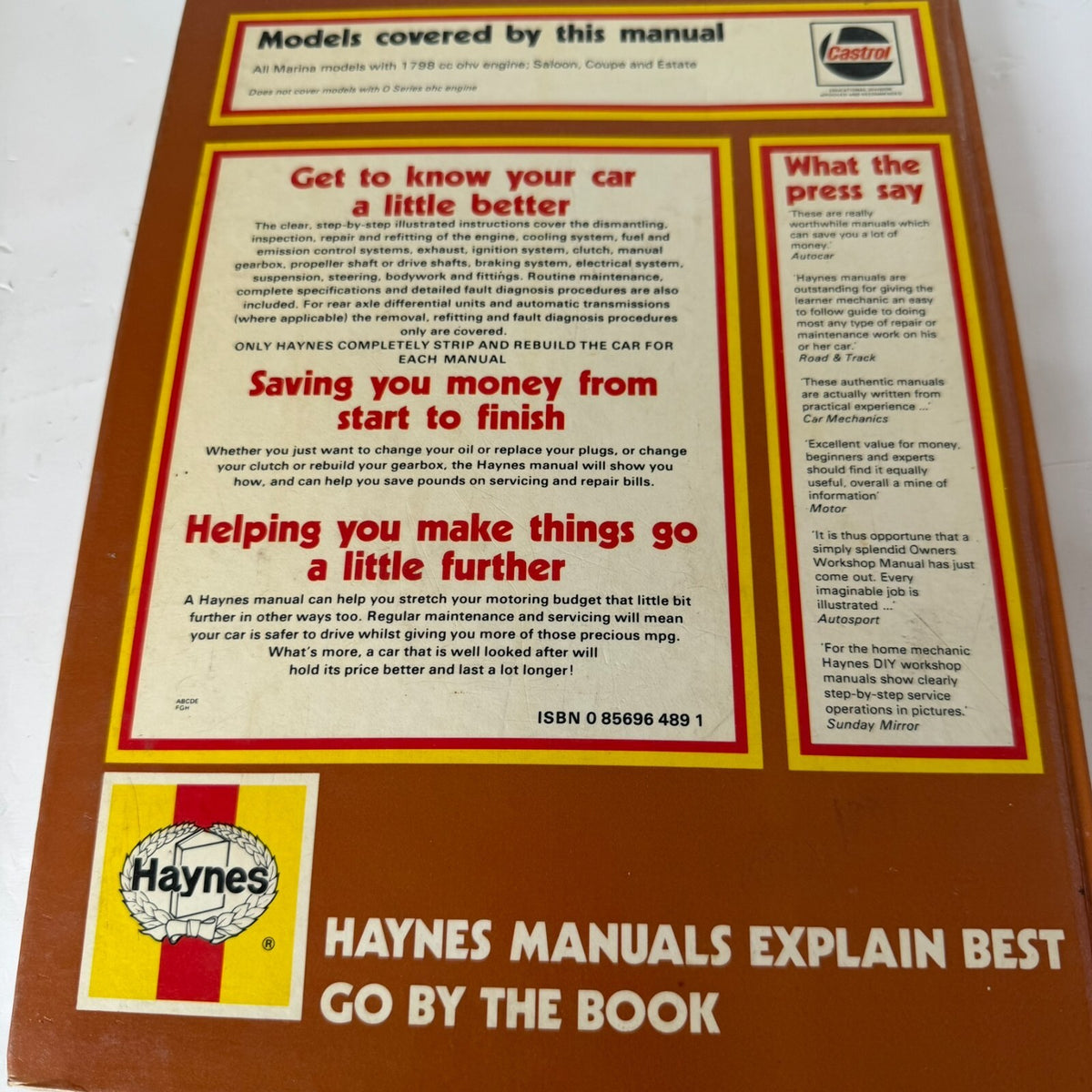 Haynes Morris Marina 1.8 1971 - 1978 1798cc Hardback Owners Workshop Manual  074