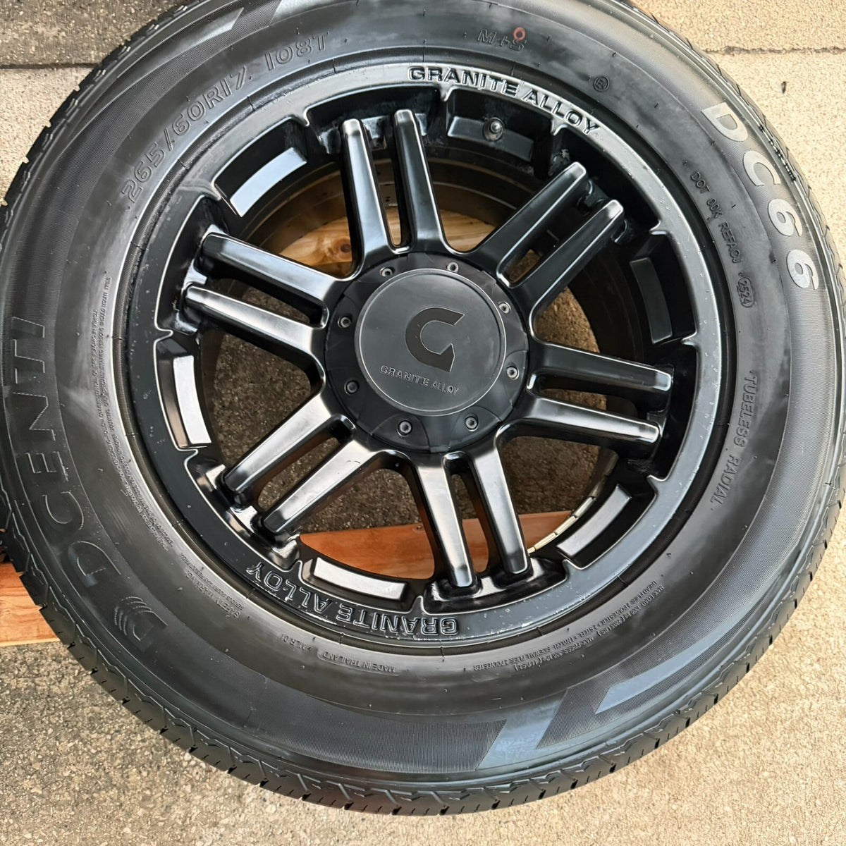 Set of 4 17x8.5 GRANITE ALLOY Matte Black Rims & Tires- Wheels- 5x5 5x4.5