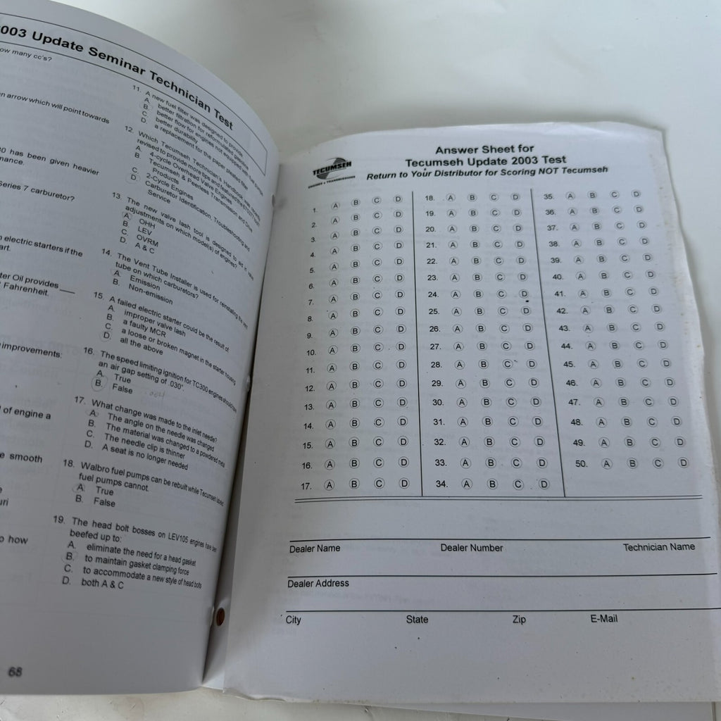 Tecumseh Factory Training- 2003 Update Manual