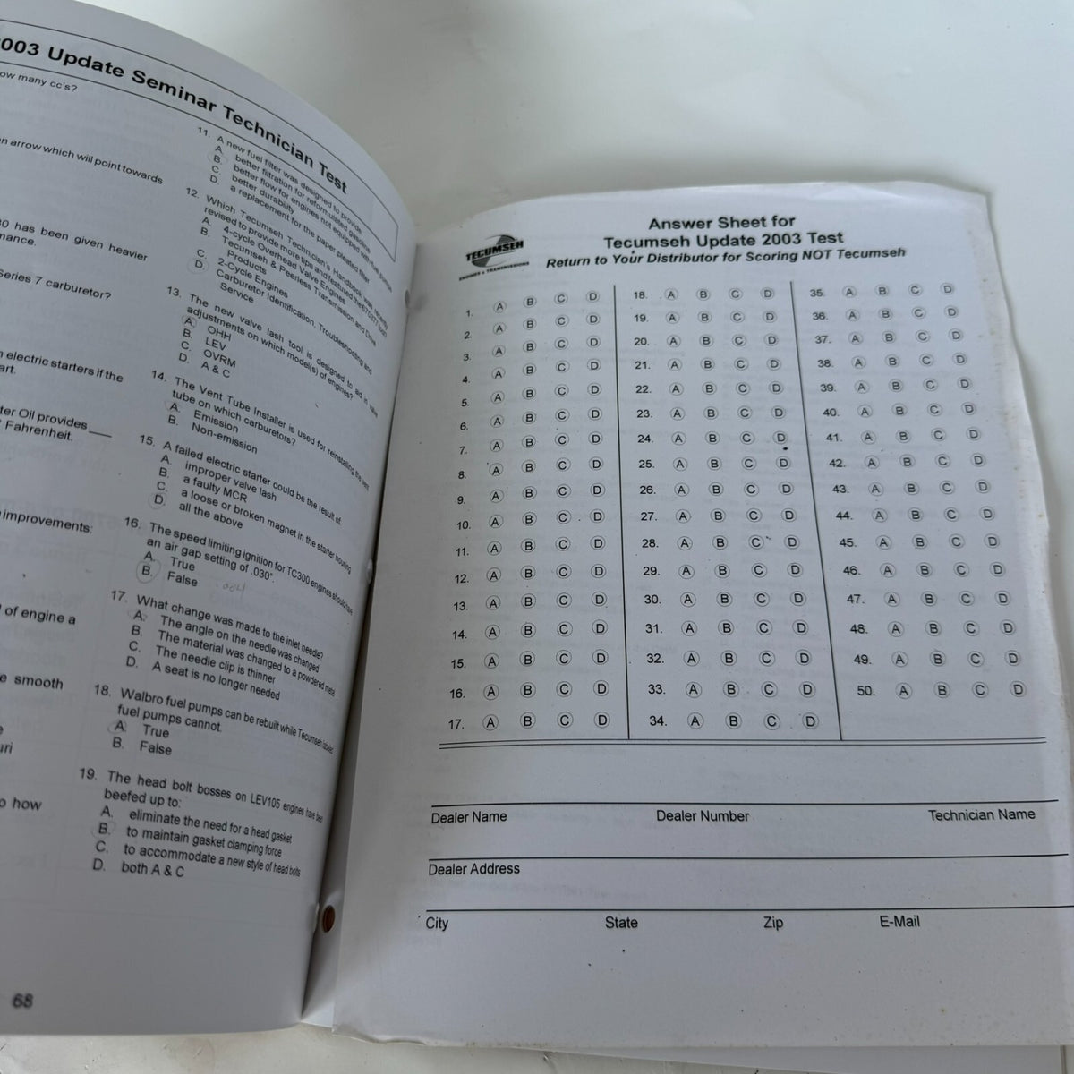 Tecumseh Factory Training- 2003 Update Manual