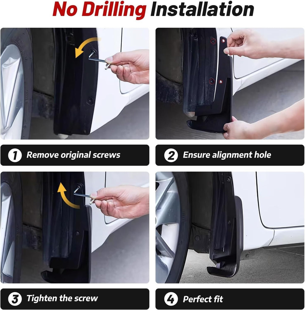Mud Flaps for Toyota Tundra 2022-2026- No Drill Splash Guard- 4PC Front & Rear