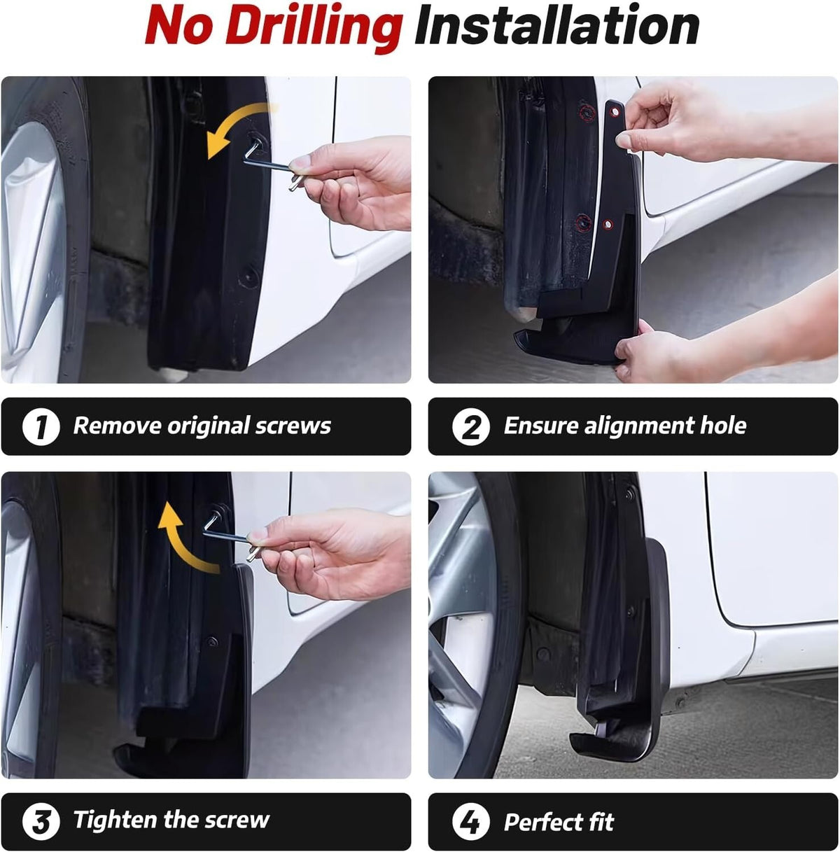 Mud Flaps for Toyota Tundra 2022-2026- No Drill Splash Guard- 4PC Front & Rear