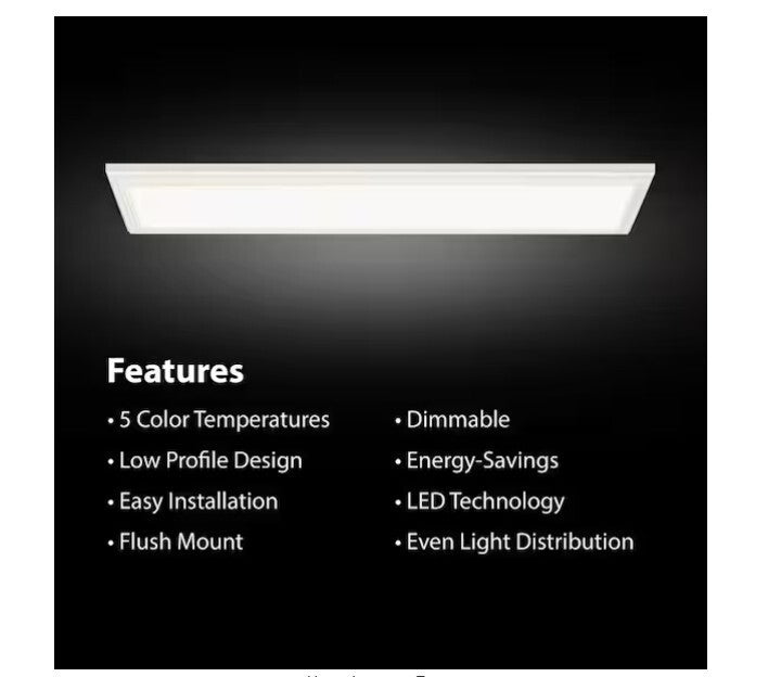 Commercial Electric 1x4ft LED Flat Panel 5CCT Flush Mount Light FP1X4/6WY/WH/HDT