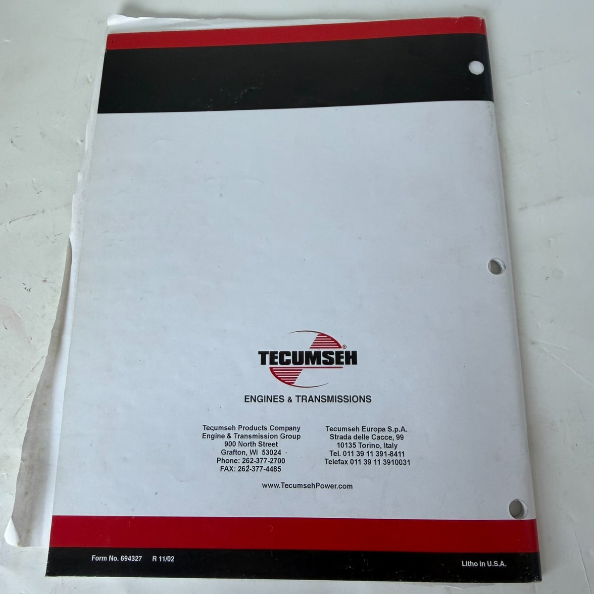 Tecumseh Factory Training- 2003 Update Manual