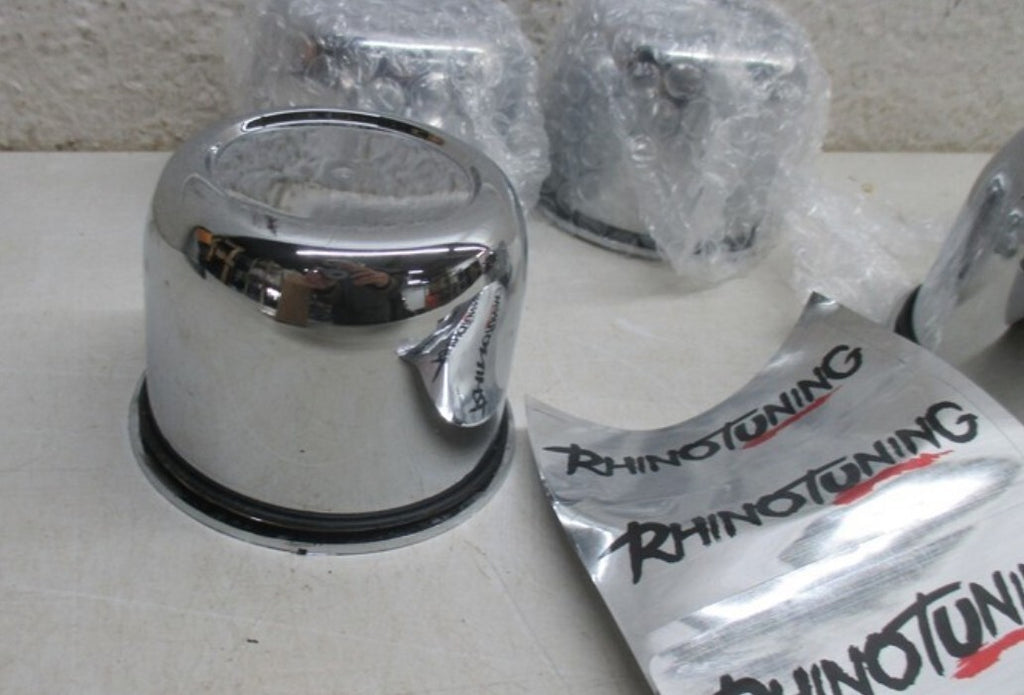 Rhino Tuning Wheel Center Caps, Push-Through Chrome 77mm (3.03") Truck, Trailer